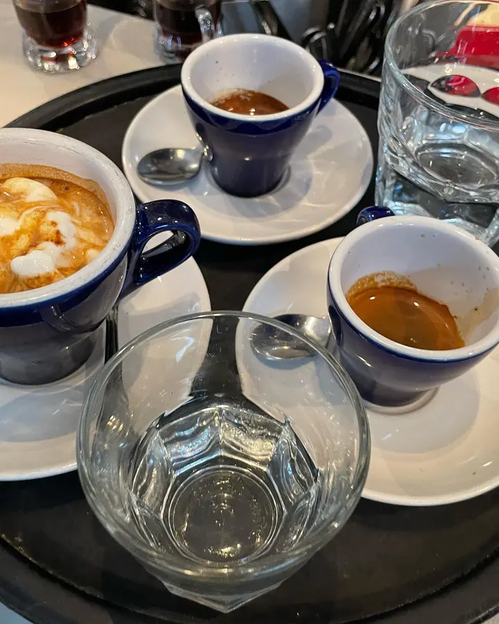 Italian espresso and cappuccino served at the table